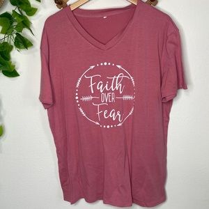 Faith Over Fear V-Neck Soft Graphic Tee 2X